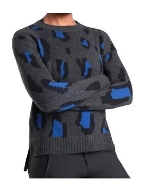 Athleta Leopard Wool Cashmere Crew Sweater size XS